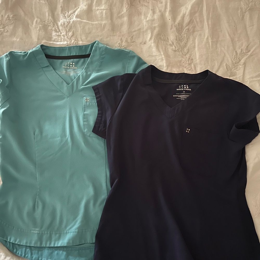 Figs Teal and Navy Jogger Scrub Pants and Tops